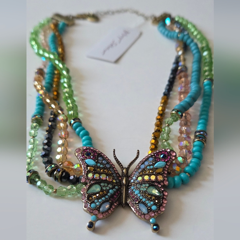 Betsey Johnson Colorful Butterfly Necklace NWT - Picture 8 of 15